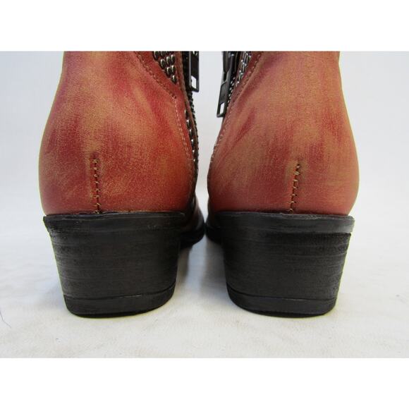 Circle G Womens Size 8 M Orange Rust Leather Zip Ankle Fashion Boots Bootie - Picture 7 of 11